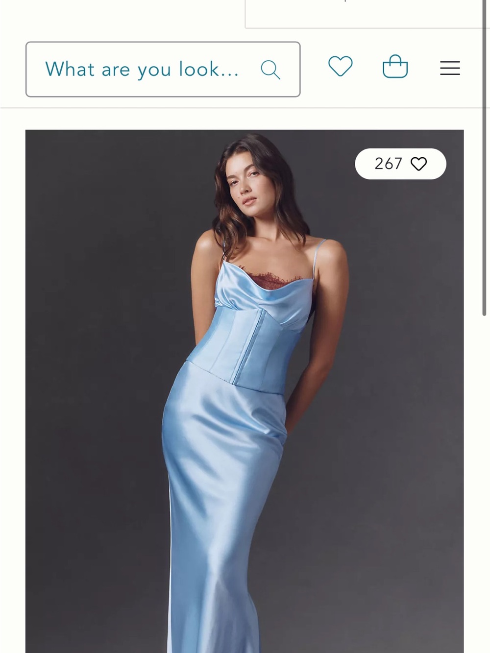 Satin Cowl Neck Maxi Dress with Corset Waist - Light Blue